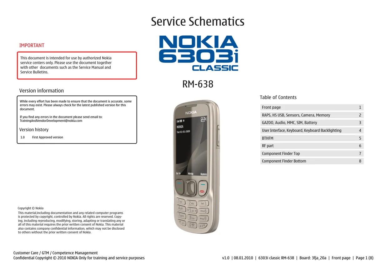 Nokia 6303i classic (RM-638) - Схемы v1.0