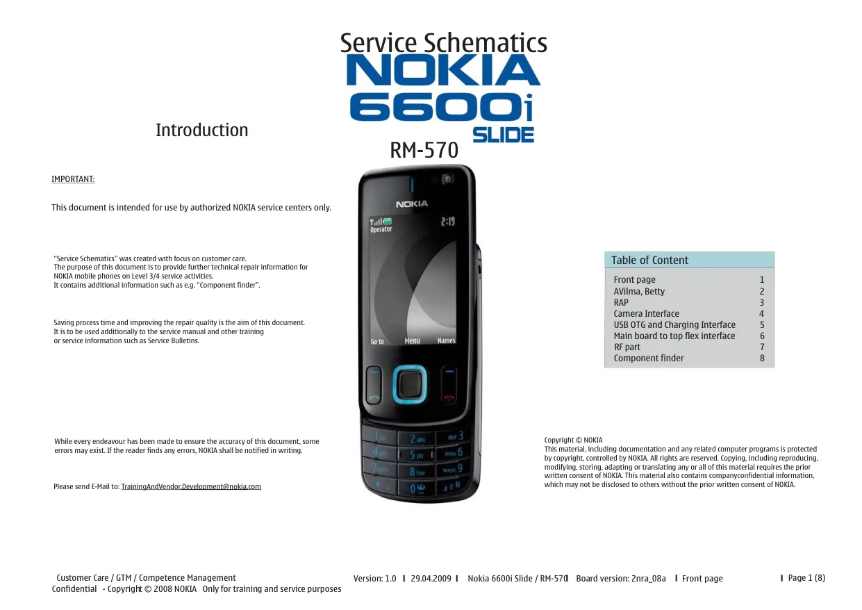 Nokia 6600i slide (RM-570) - Схемы v1.0, Board version: 2nra_08a