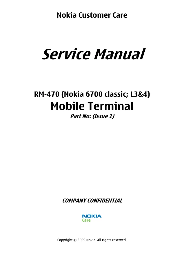 Nokia 6700 classic (RM-470) - Руководство по обслуживанию (Service manual L3&L4) v1.0