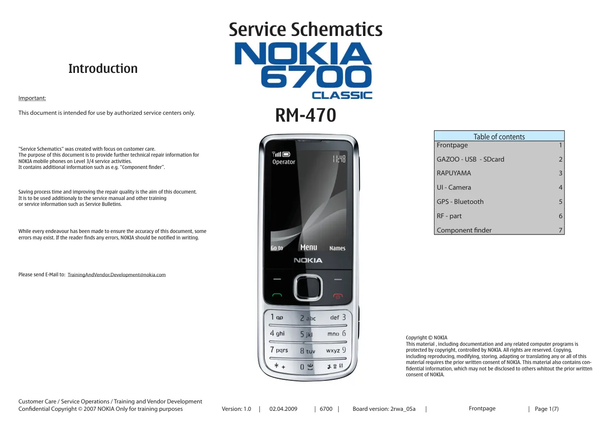 Nokia 6700 classic (RM-470) - Схемы v1.0, Board version: 2rwa_05a