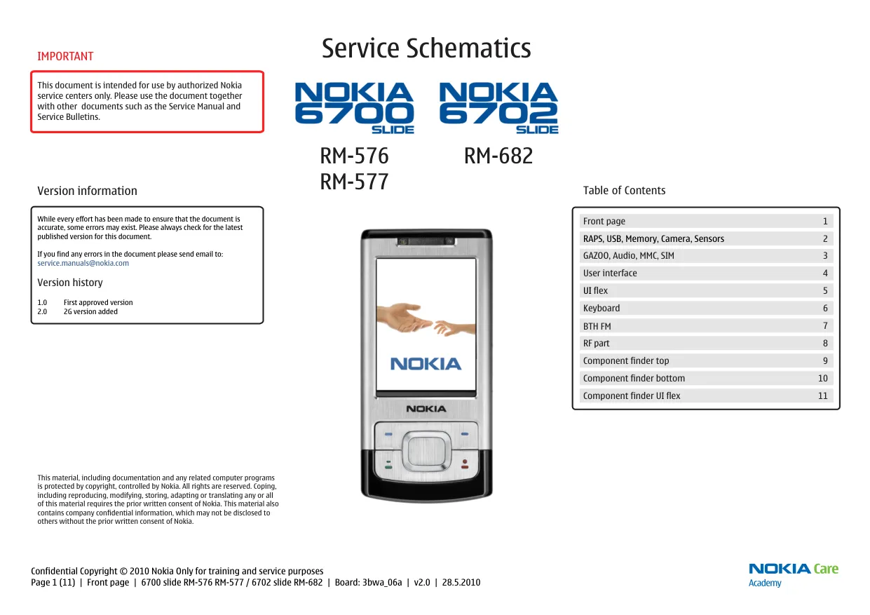 Nokia 6700/6702 slide (RM-576/RM-577/RM-682) - Схемы Board: 3bwa_06a, v2.0