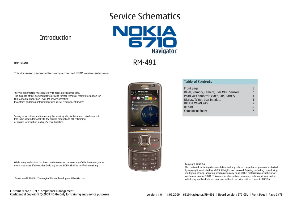 Nokia 6710 navigator (RM-491) - Схемы Board version: 2TC_05v