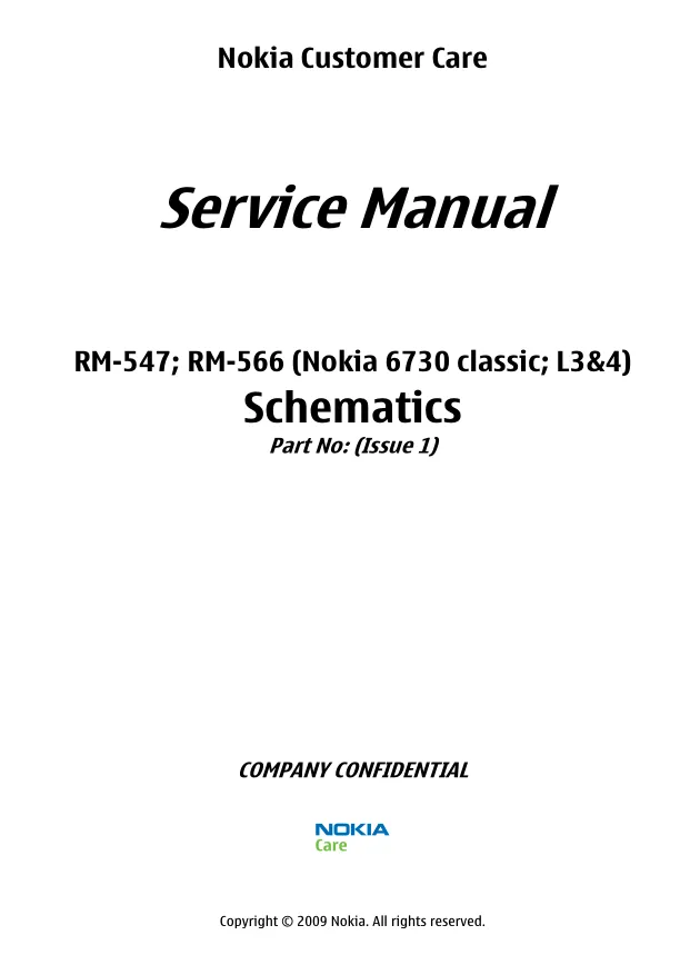 Nokia 6730 classic (RM-547/RM-566) - Схемы Service manual L3&4, v1.0