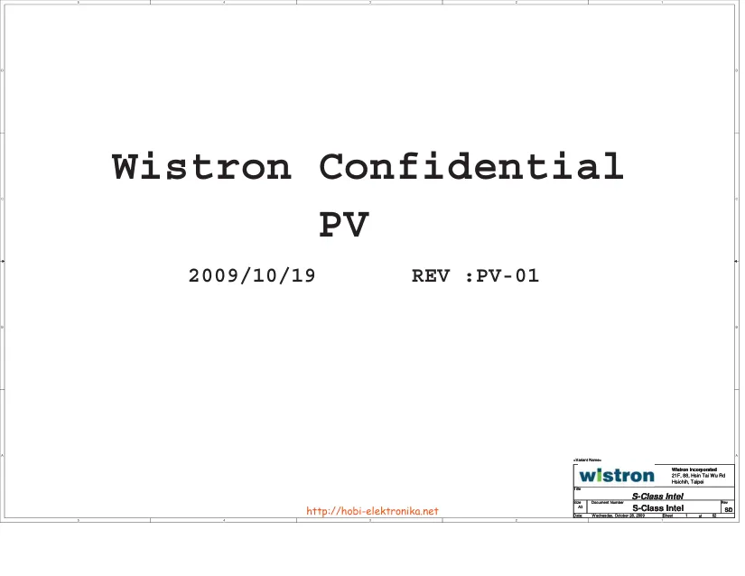 Wistron S-Class Intel - Схемы HP ProBook 4720s, REV: SD, PV-01