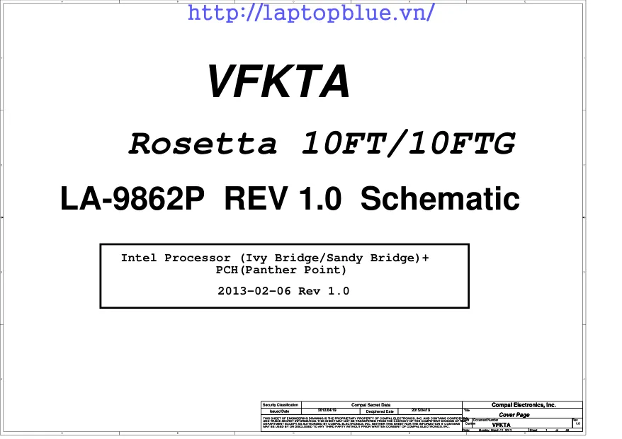 Compal LA-9862 VFKTA - Схемы REV: 1.0, Rosetta 10FT/10FTG, Toshiba Satellite L40