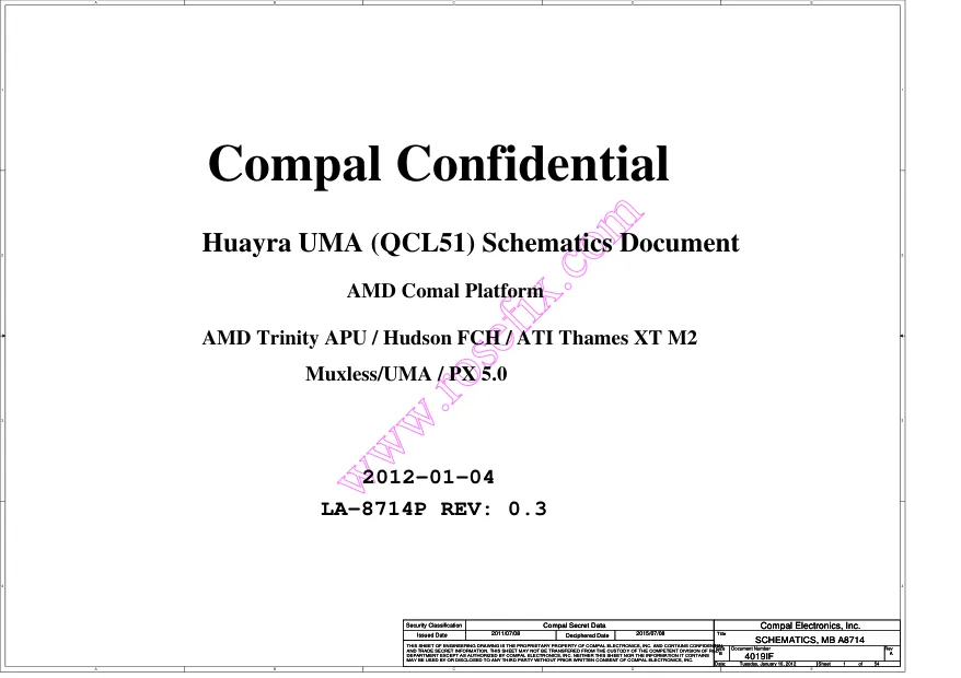 Compal LA-8714P - Схемы QCL51, Rev: 0.3, AMD, HP ENVY m6 1105dx