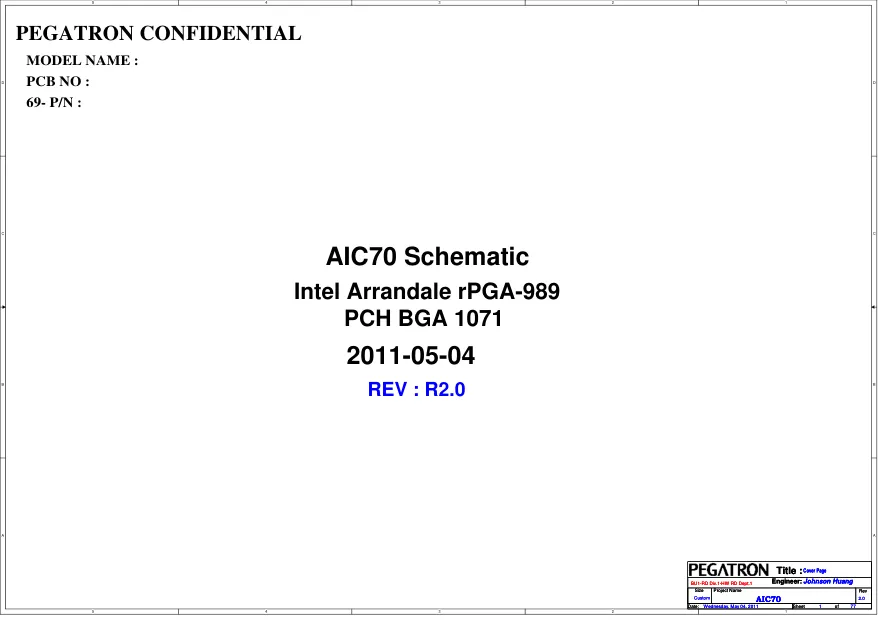 Pegatron AIC70 - Схемы Rev: 2.0