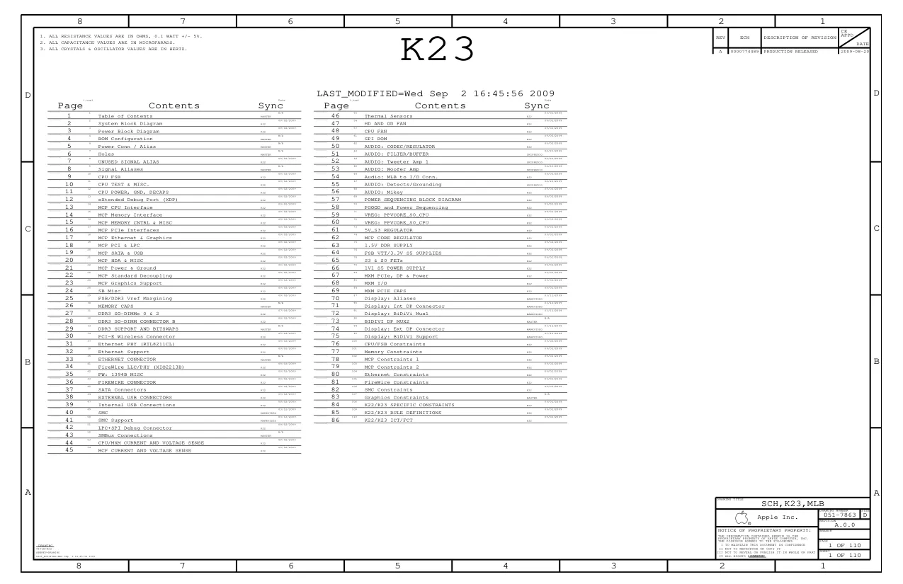Apple K23 - Схемы 051-7863