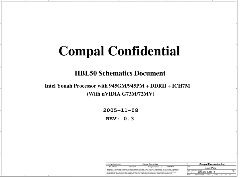 Compal LA-2921 HBL50 (REV: 0.3) - Схемы REV: 0.3, Acer 4262