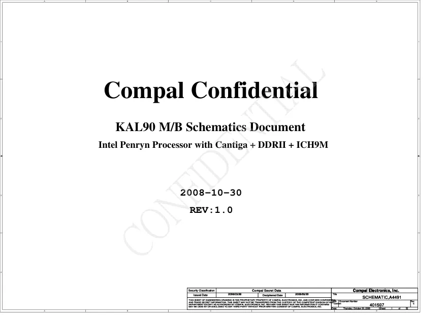 Compal LA-4491P KAL90 - Схемы REV: 1.0, Acer 4736z