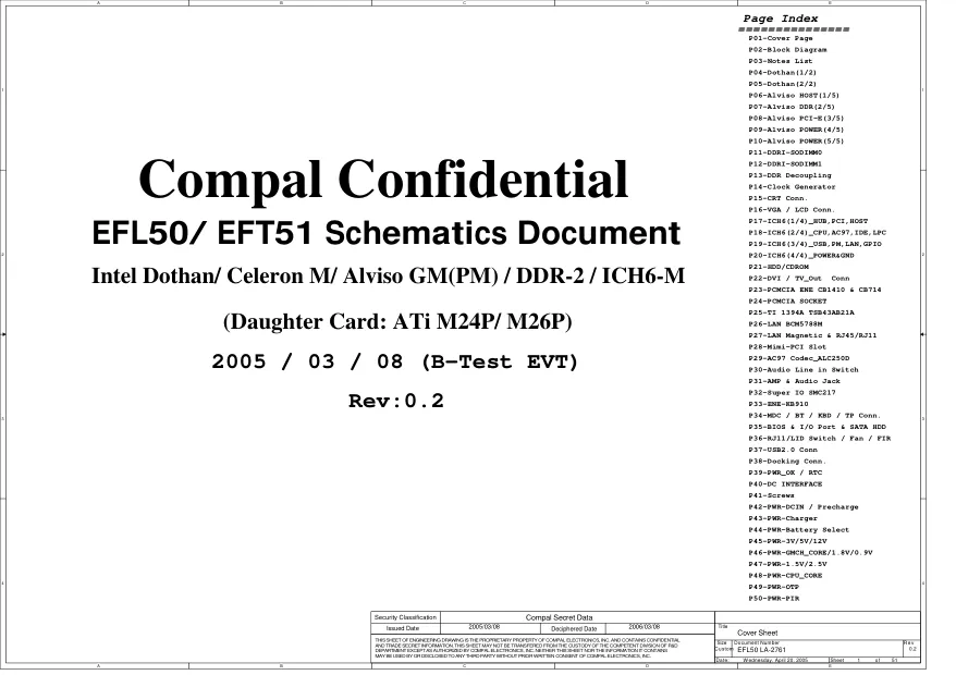 Compal LA-2761P (EFL50/EFT51) - Схемы Rev: 0.2, Acer Aspire 3600 - 5500