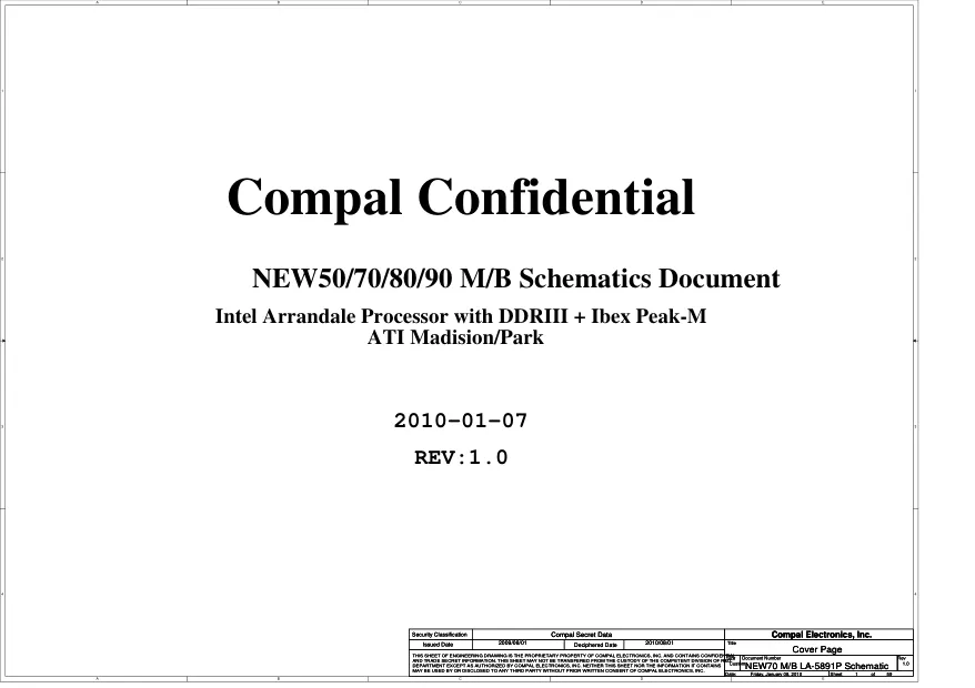 Compal LA-5891P (NEW50/70/80/90) - Схемы Rev: 1.0, Acer Aspire 4741Z, 4741ZG, 5741, 5741G, 5741Z, 5741ZG