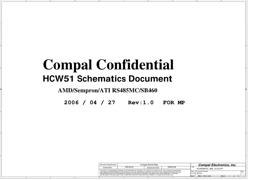 Compal LA-3121P (HCW51) - Схемы Rev: 1.0, Acer Aspire 5102