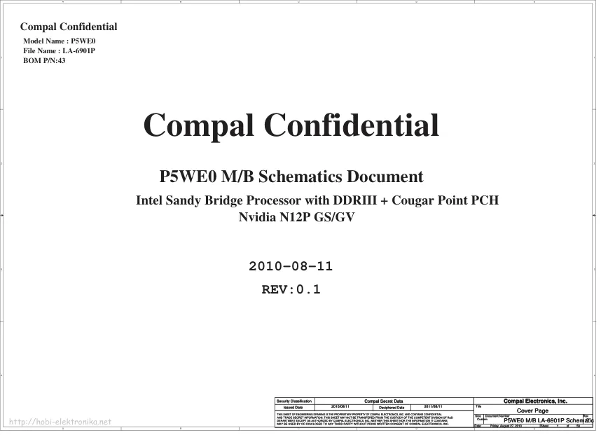 Compal LA-6901P (P5WE0) - Схемы Rev: 0.1, Acer Aspire 5750