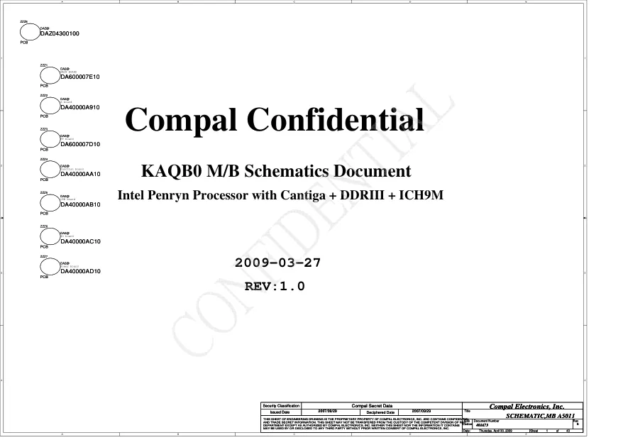 Compal LA-5011P (KAQB0) - Схемы Rev: 1.0, Acer Aspire 5935