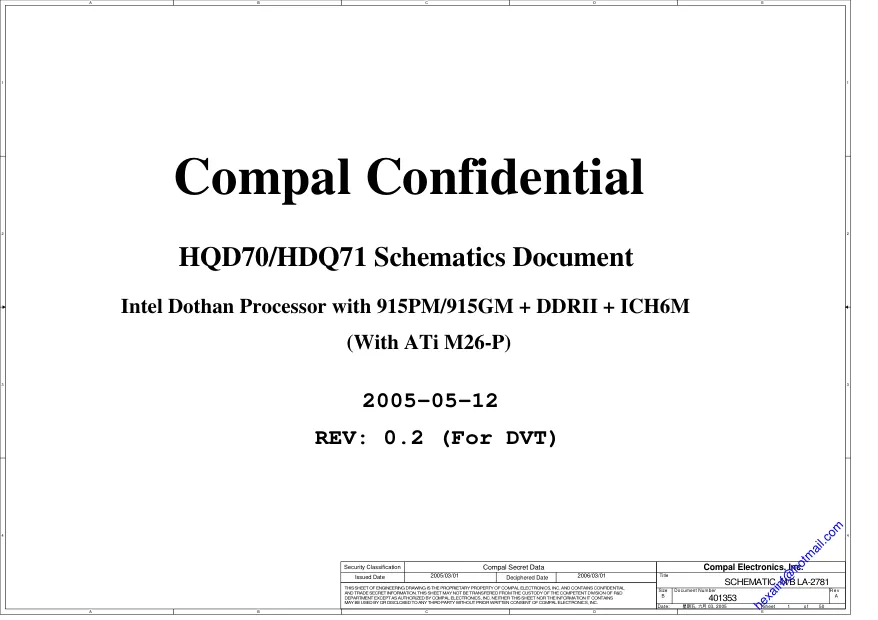 Compal LA-2781P (HQD70/HDQ71) - Схемы Rev: 0.2, Acer Aspire 9500