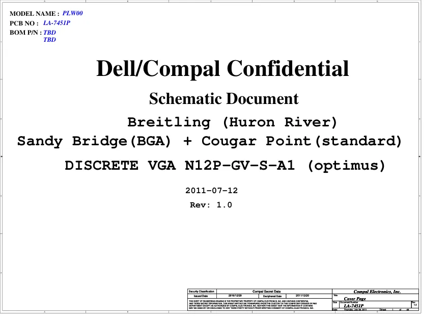 Compal LA-7451P - Схема Rev: 1.0