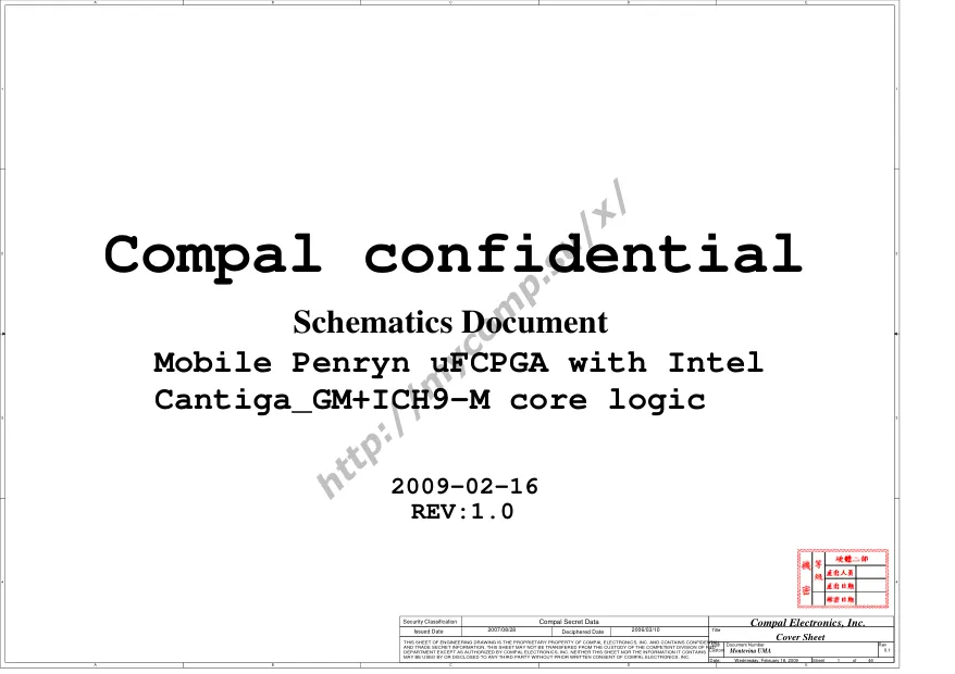 Compal LA-4732P - Схема HP Presario CQ35, Pavilion dv3, Montevina uma, Rev: 1.0