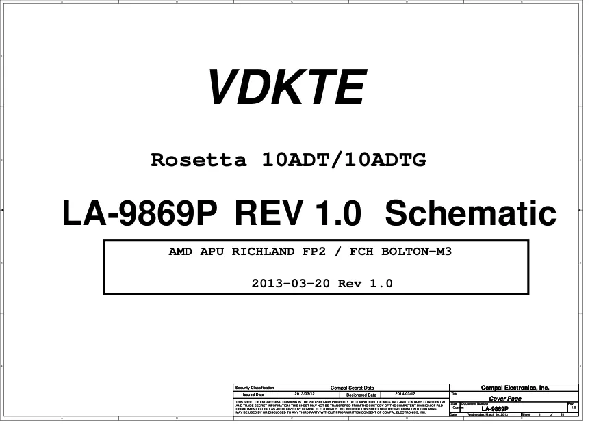 Compal LA-9869P - Схема Rev: 1.0