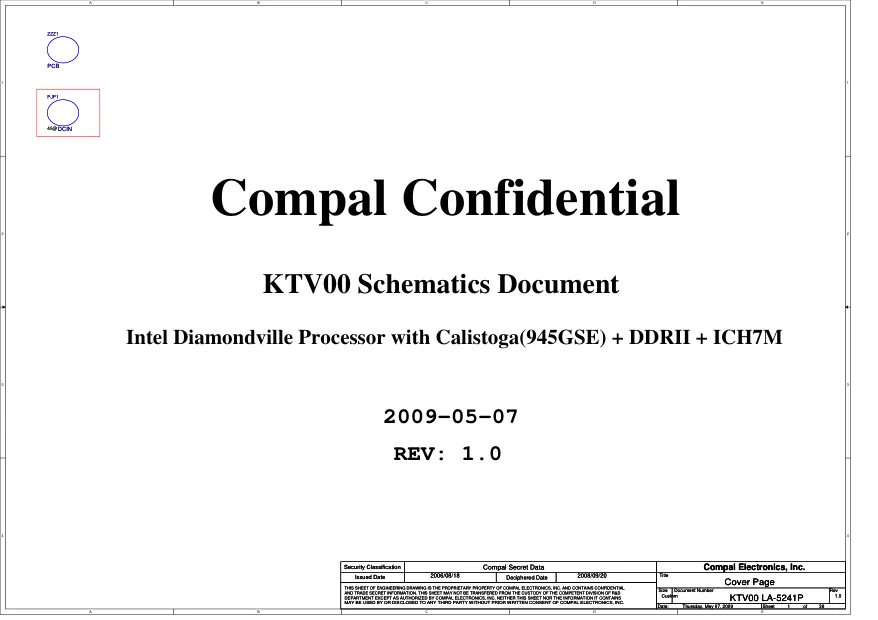 Compal LA-5241P - Схема BenQ Joybook U102, KTV00, REV: 1.0