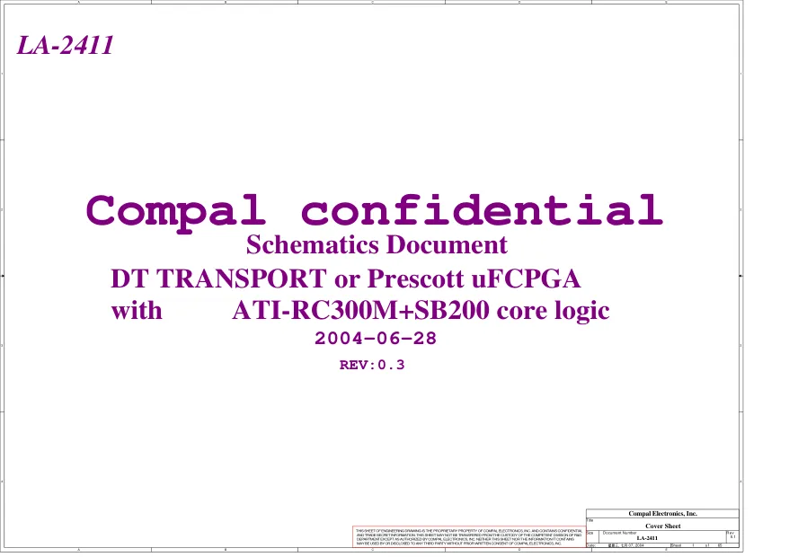 Compal LA-2411 - Схема Acer Travelmate 2200