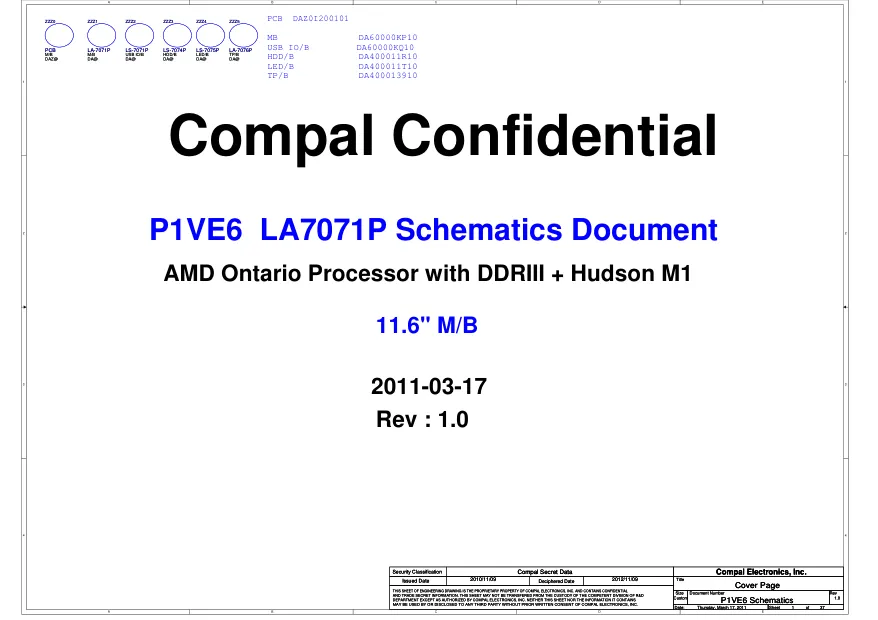 Compal LA-7071P - Схема Rev: 1.0