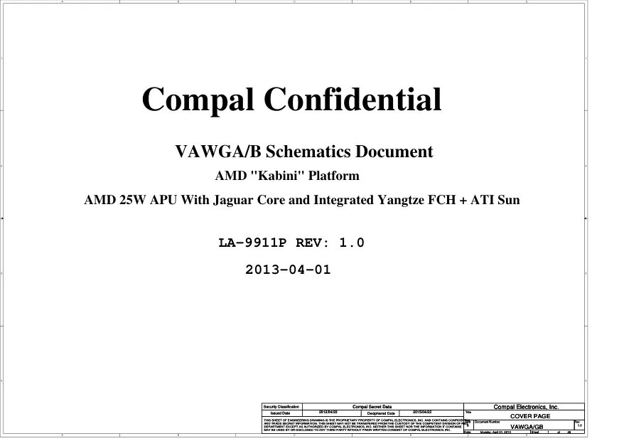 Compal LA-9911P - Схема Rev: 1.0_2013
