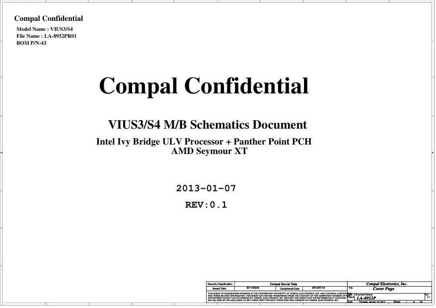 Compal LA-8952P - Схема Rev: 0.1