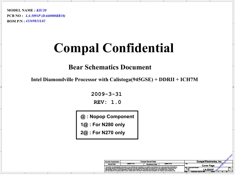 Compal LA-5091P - Схема DELL MINI 10, KIU20, REV: 1.0Sec
