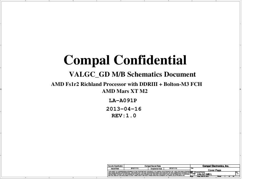 Compal LA-A091P - Схема Rev: 1.0_2013