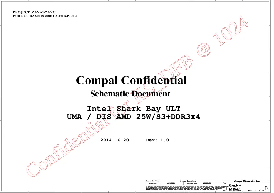 Compal LA-B016P - Схема Rev: 1.0