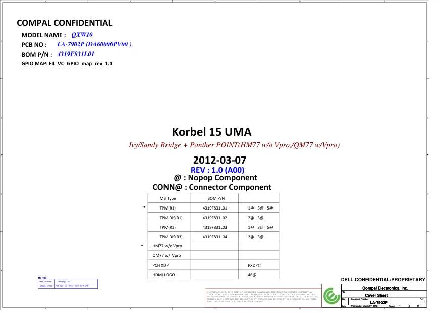 Compal LA-7902P - Схема Rev: 1.0, QXW10