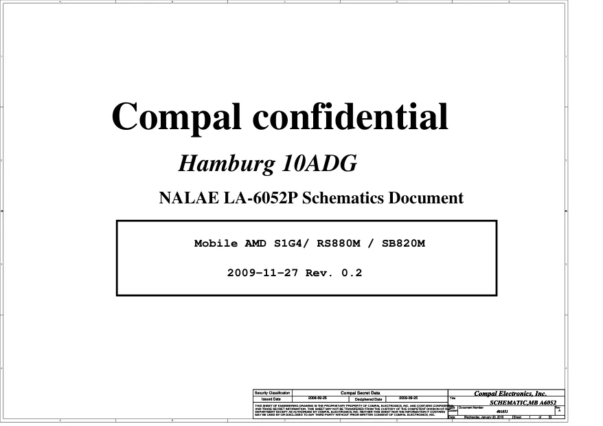 Compal LA-6052P - Схема Hamburg 10ADG