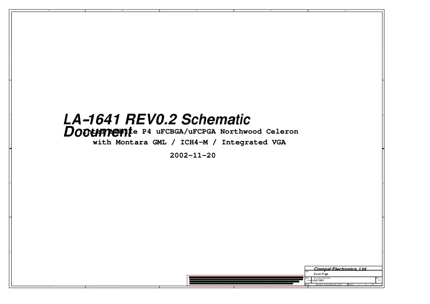 Compal LA-1641 - Схема Toshiba Satellite 1130, 1135
