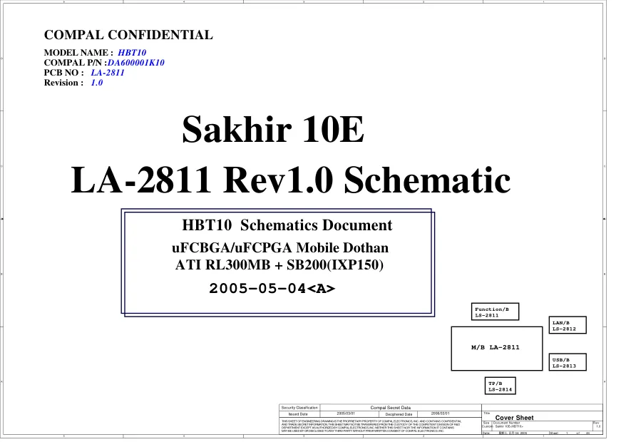 Compal LA-2811 (HBT10) - Схема Toshiba Satellite A80