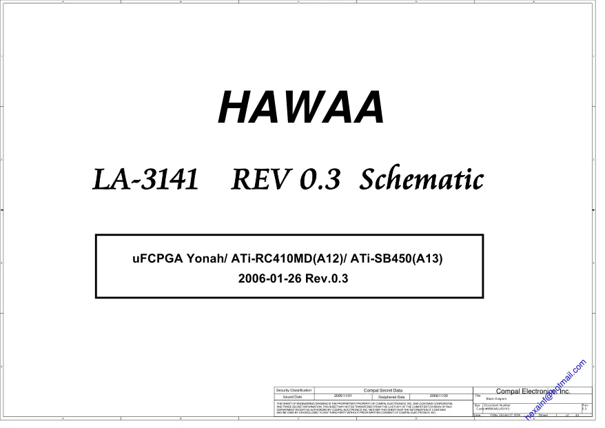 Compal LA-3141 - Схема Toshiba Satellite M100, REV: 0.3Sec