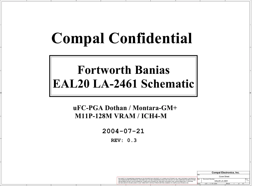 Compal LA-2461 - Схема Toshiba Satellite M35