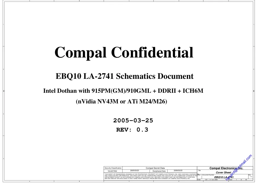 Compal LA-2741 - Схема Toshiba Satellite M65, REV: 0.3Sec