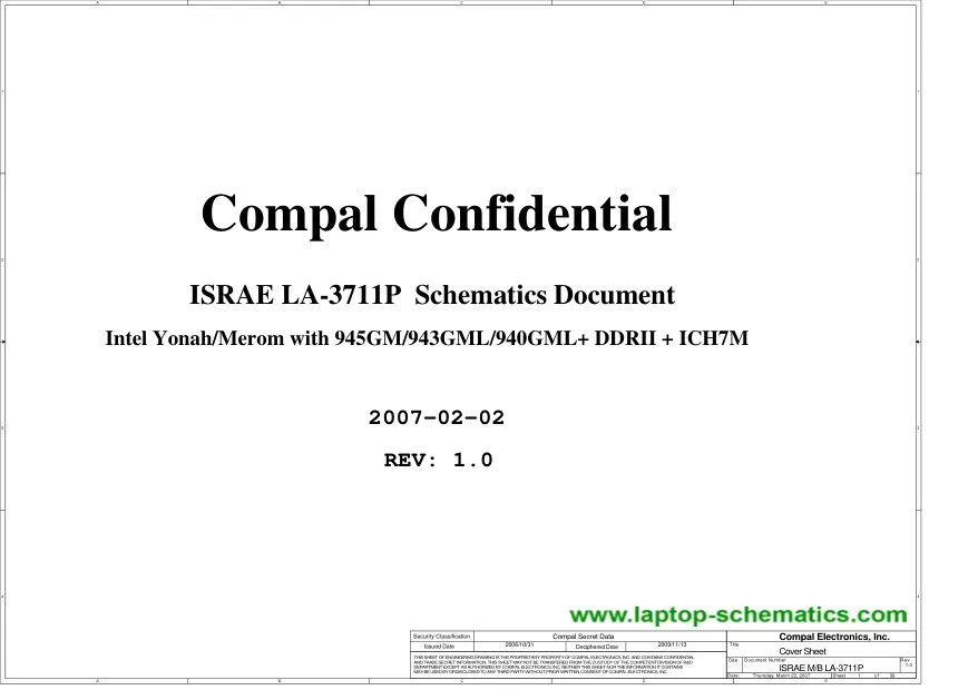 Compal LA-3711P - Схема TOSHIBA Satellite P200, REV: 1.0