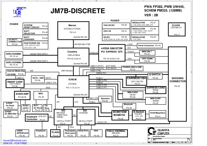 Quanta JM7B-DISCRETE - Схема DELL Latitude D630, REV: 2B