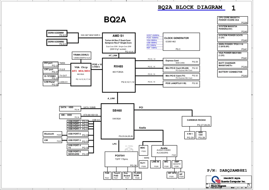 Quanta BQ2A - Схема DABQ2AMB8E1