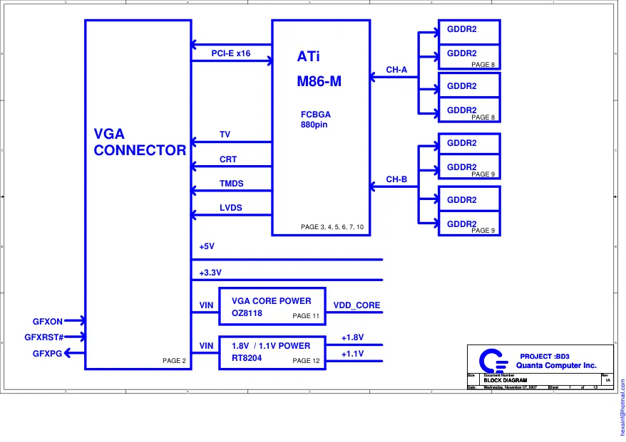 Quanta BD3Sec - Схема Toshiba M86-M, VGA_board