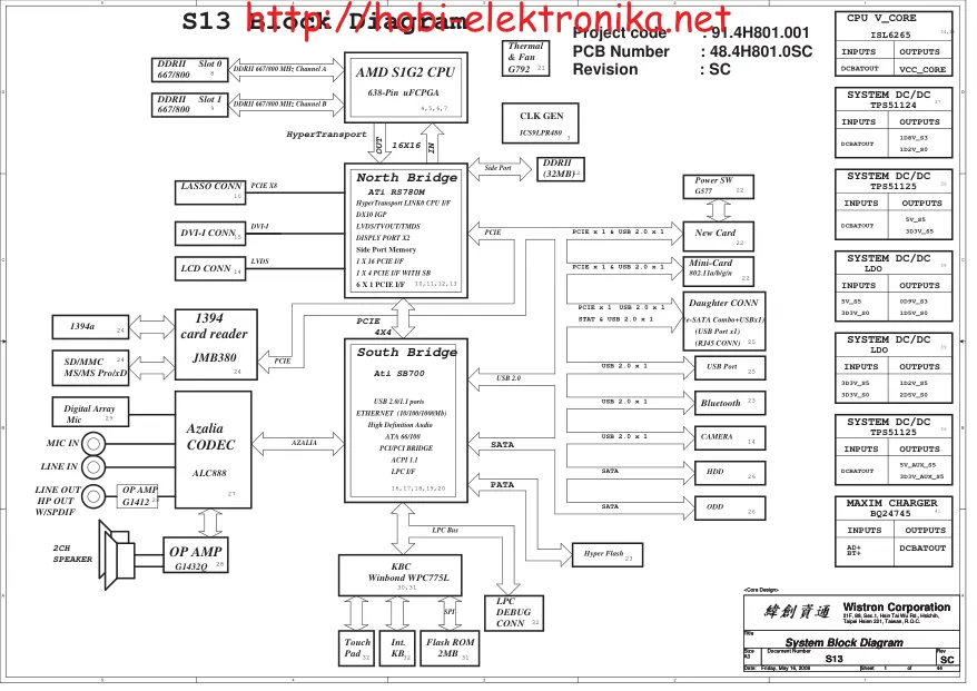 Wistron S13 - Схема Fujitsu Siemens Amilo SA3650, Rev: SC