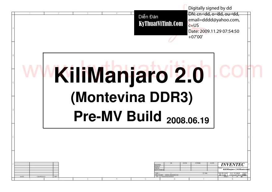 Inventec Kilimanjaro 2.0 (Montevina DDR3) - Схема 
