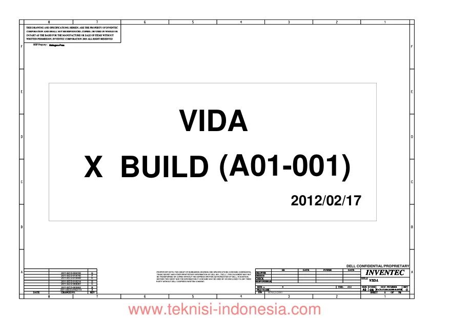 Inventec VIDA - Схема X BUILD (A01-001), 6050A2428801, REV: G, Dell Latitude E6220