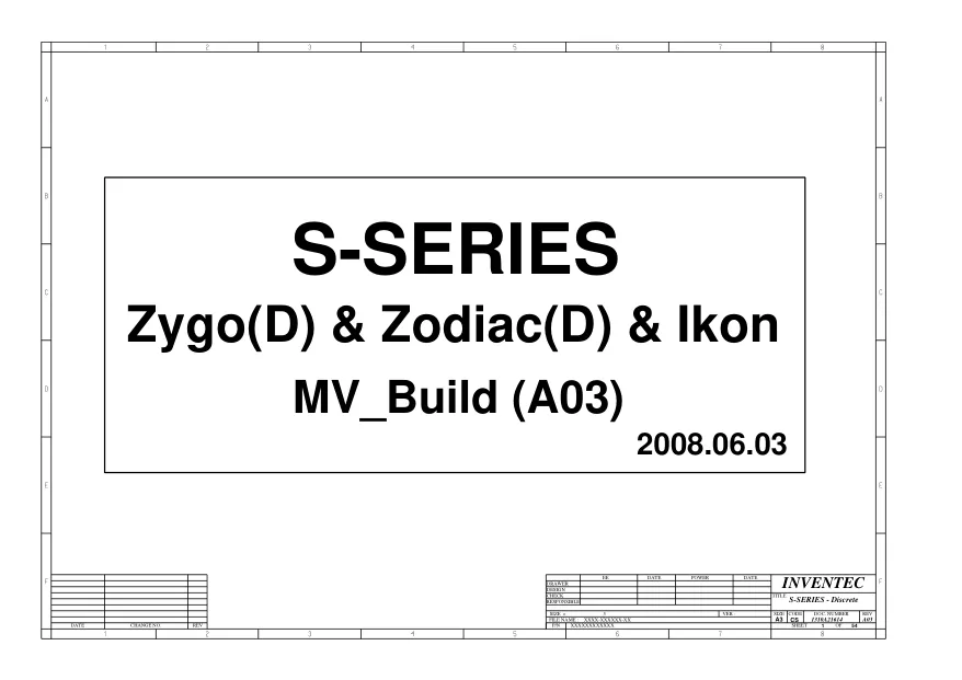 Inventec Zygo(D) & Zodiac(D) & Ikon - Схема HP COMPAQ 6531S, ZZI MV, REV: A03