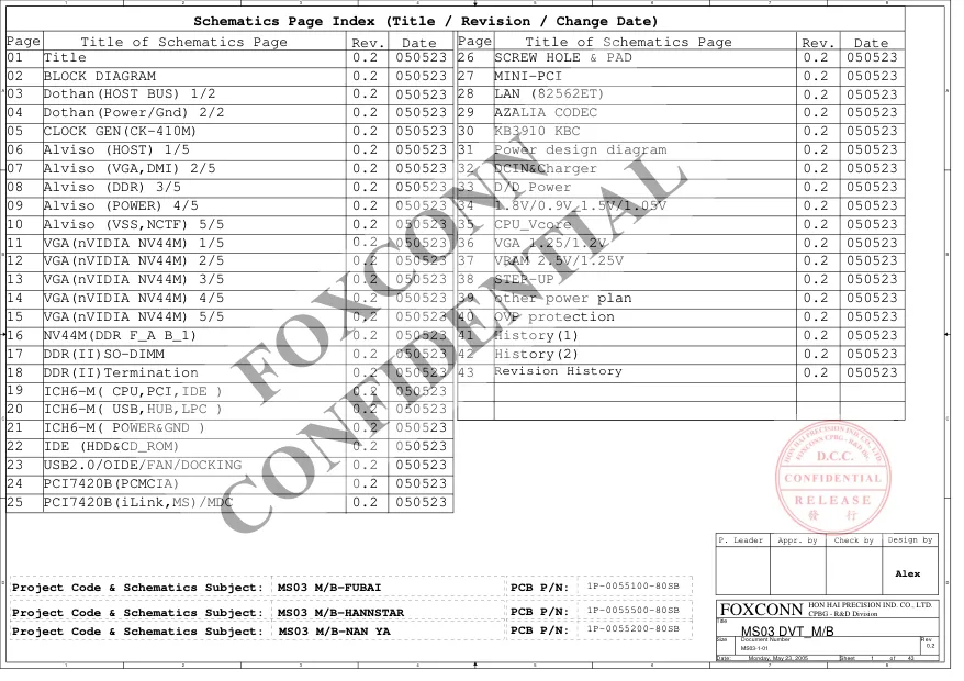 Foxconn MS03-1-01 - Схема DVT, Sony Vaio, MBX-143