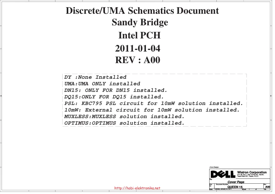 DELL N5110 - Схема Discrete/UMA, REV : A00, Wistron Queen 15