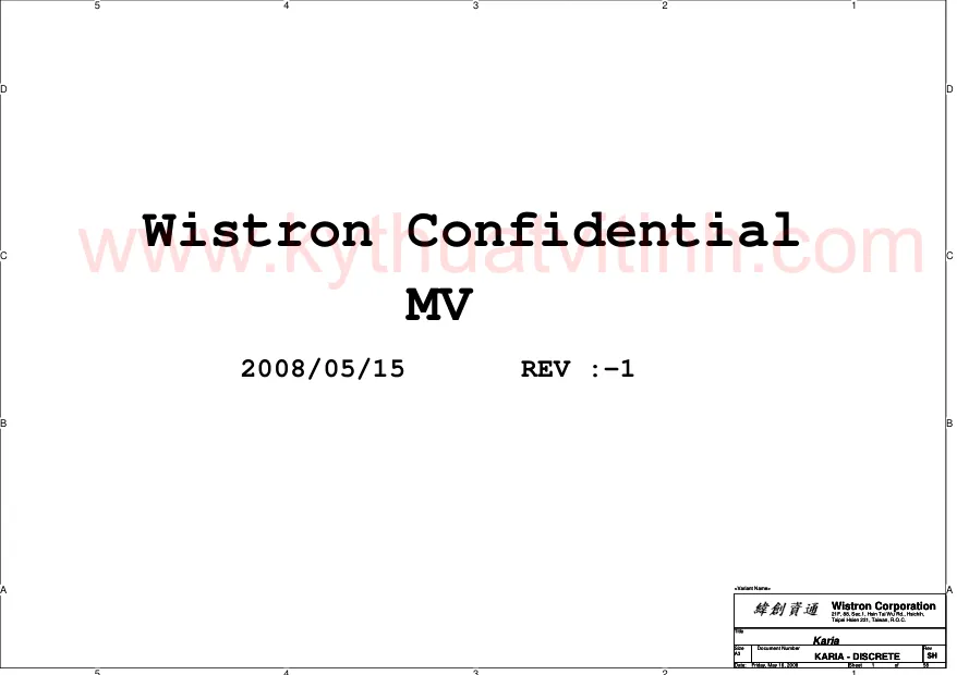 HP Elitebook 6930P - Схема к материнской плате Wistron, Karia