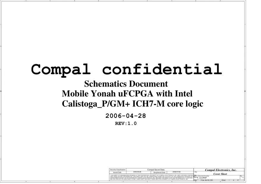 HP NC6400 - Схема к материнской плате Compal, LA-2952P, Caymus